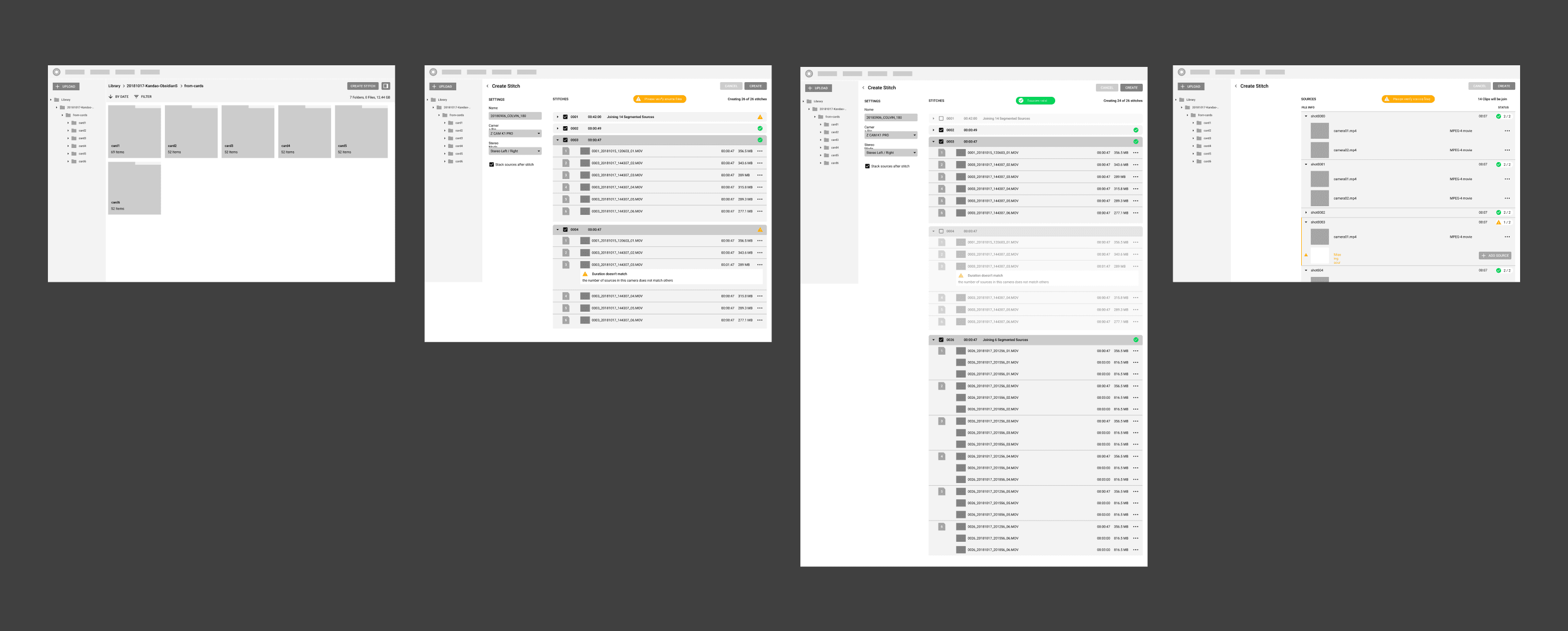 Stitching workflow wireframe