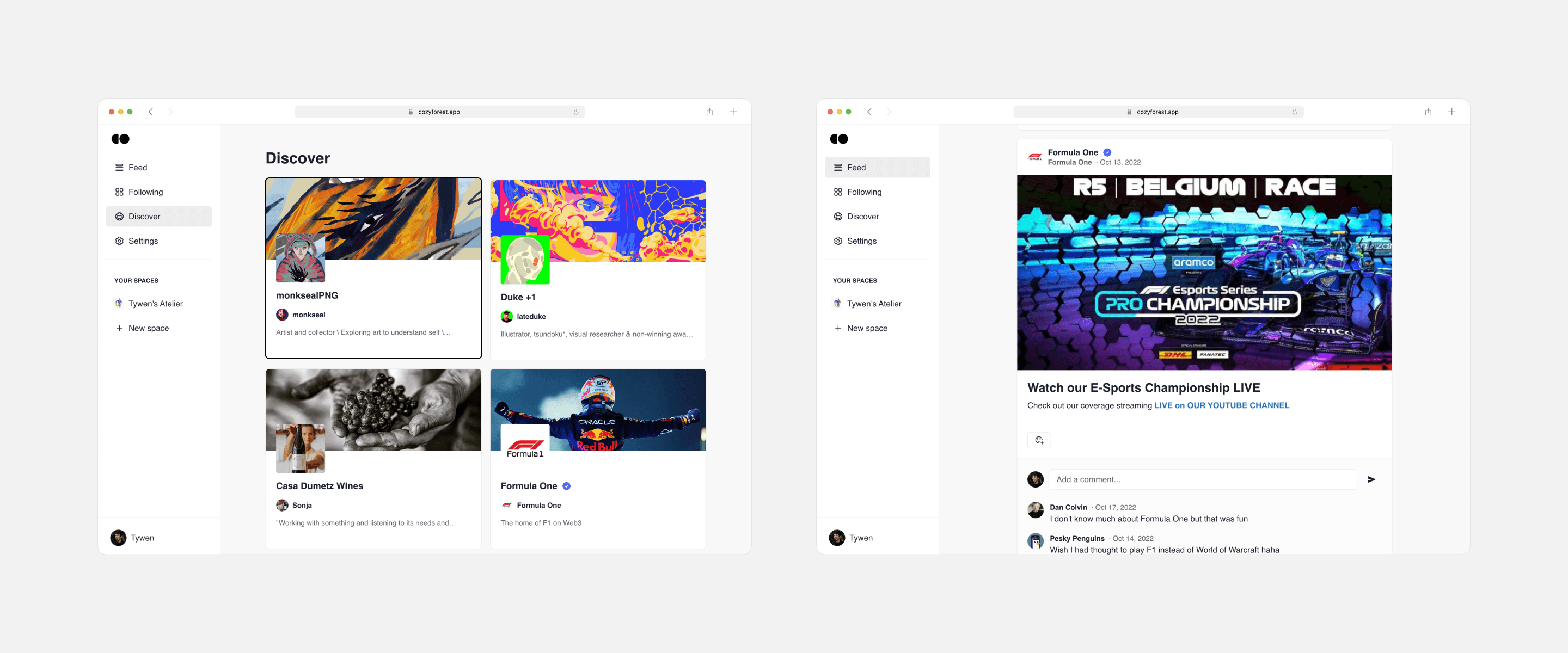 Discover and Feed view